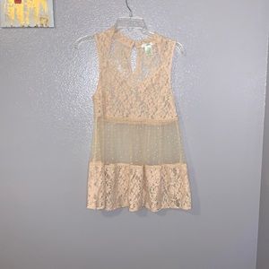 Esley nude crochet lace sleeveless peplum blouse